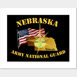 Nebraska - ARNG w Flag Posters and Art